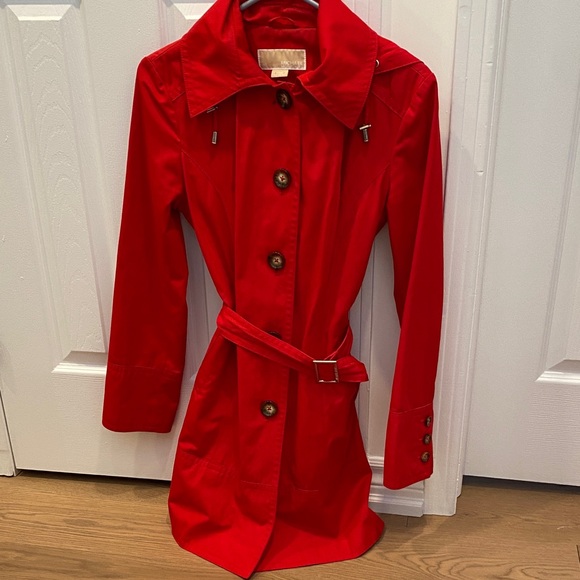 Michael Kors Jackets & Blazers - Michael Kors Bold Red Trench Coat, Size XS